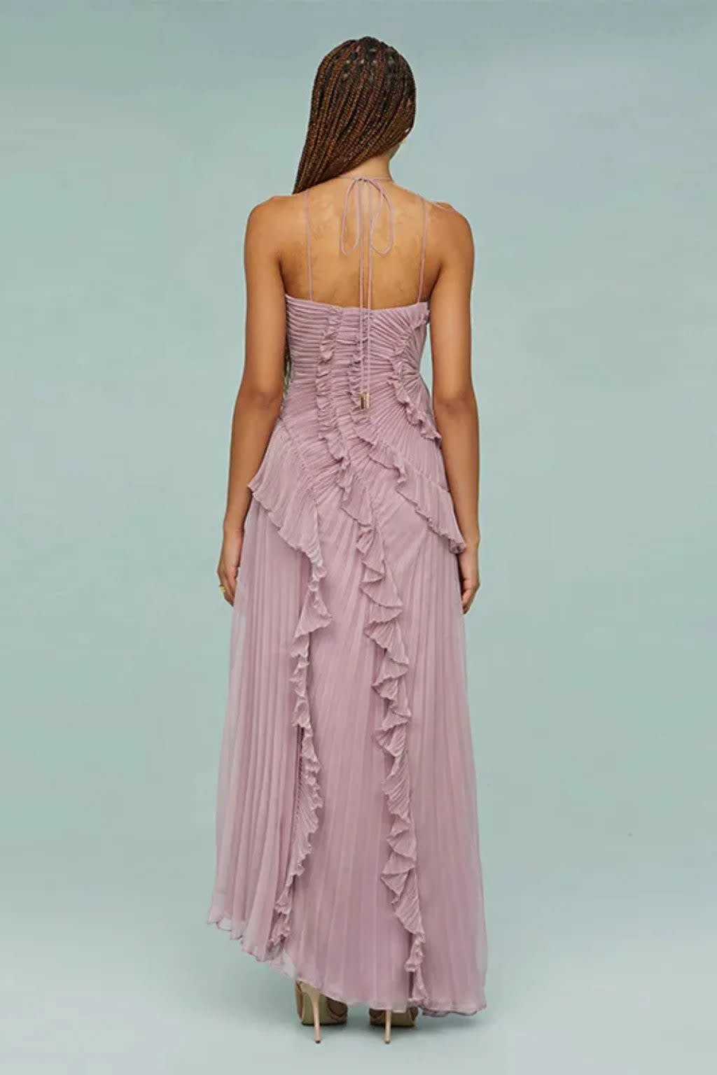 Women's Pleated Halter Neck Maxi Dress | Wren_9