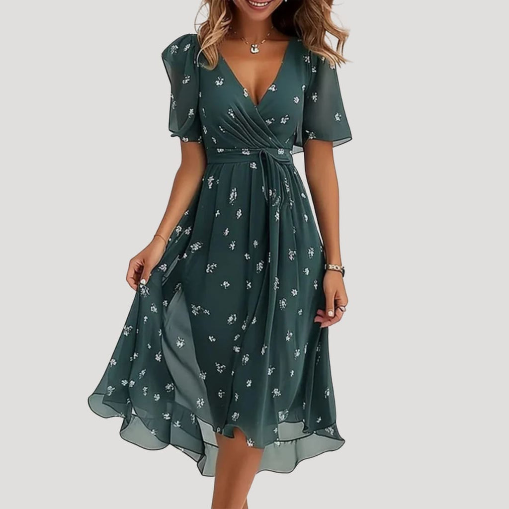 Women's Floral Wrap Midi Dress | Farleigh_3