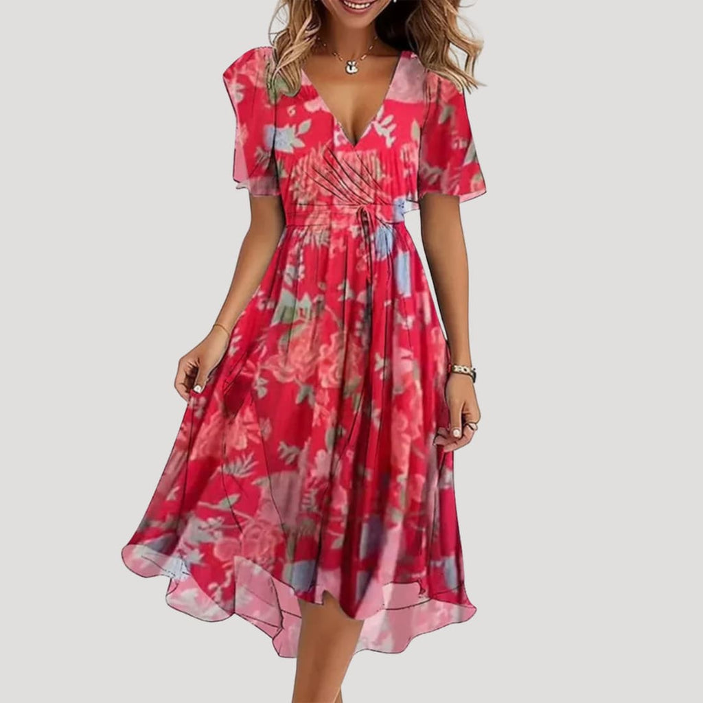 Women's Floral Wrap Midi Dress | Farleigh_4