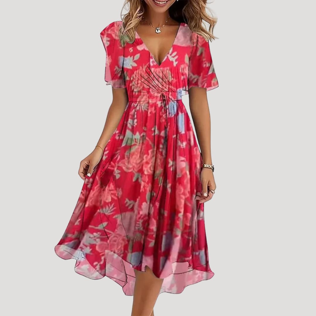 Women's Floral Wrap Midi Dress | Farleigh_4