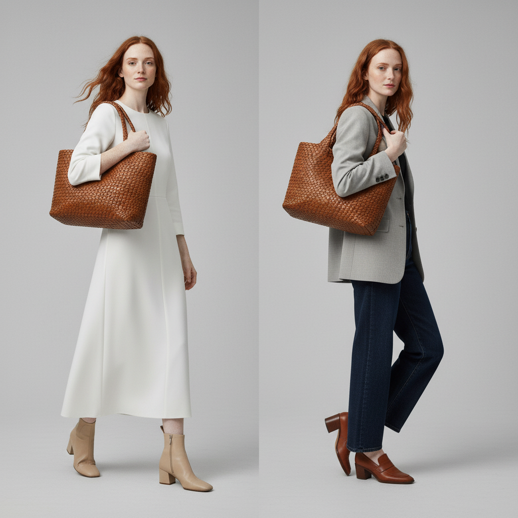 Lana Handwoven Leather Tote Bag
