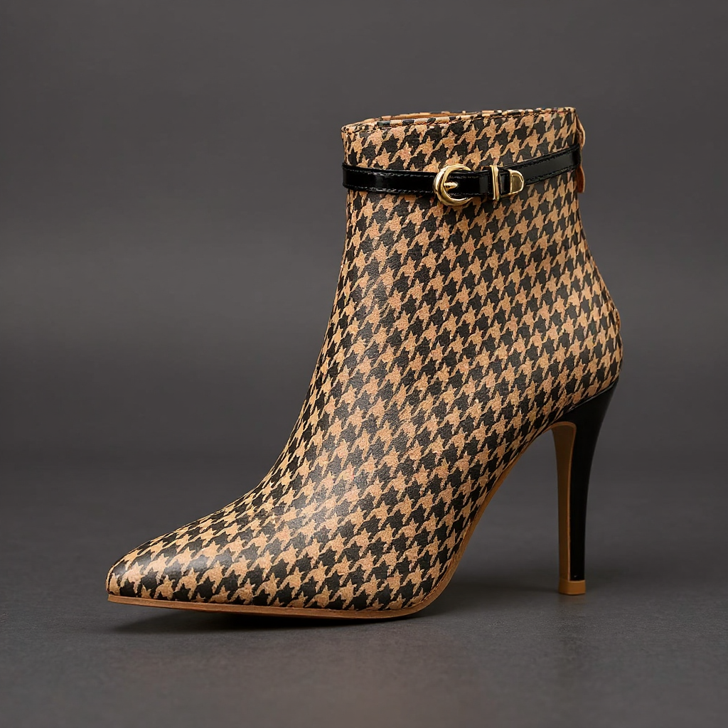 Isabelle Houndstooth Ankle Boots