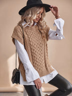 Women's Cable Knit Sweater Vest | Pemberley_4