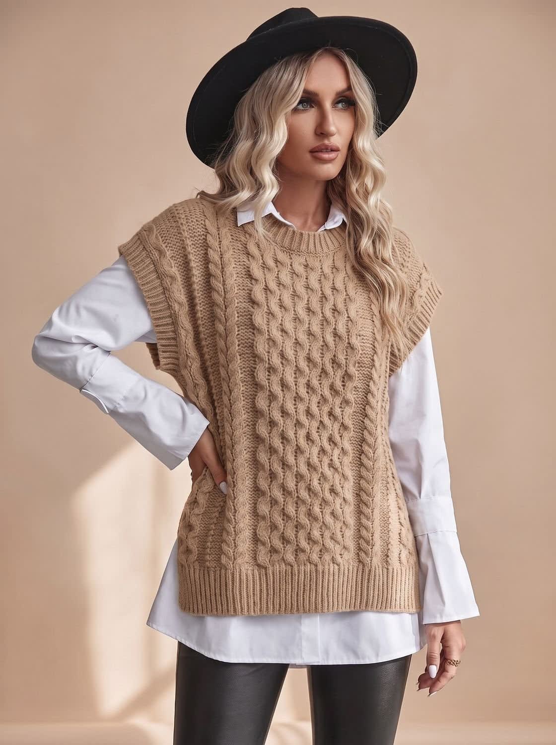 Women's Cable Knit Sweater Vest | Pemberley_9
