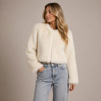 Women's Cropped Faux Fur Jacket | Sybil_4