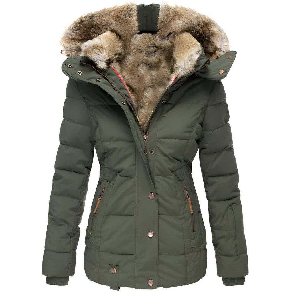 Women's Faux Fur Hooded Puffer Jacket | Cotesbach_3
