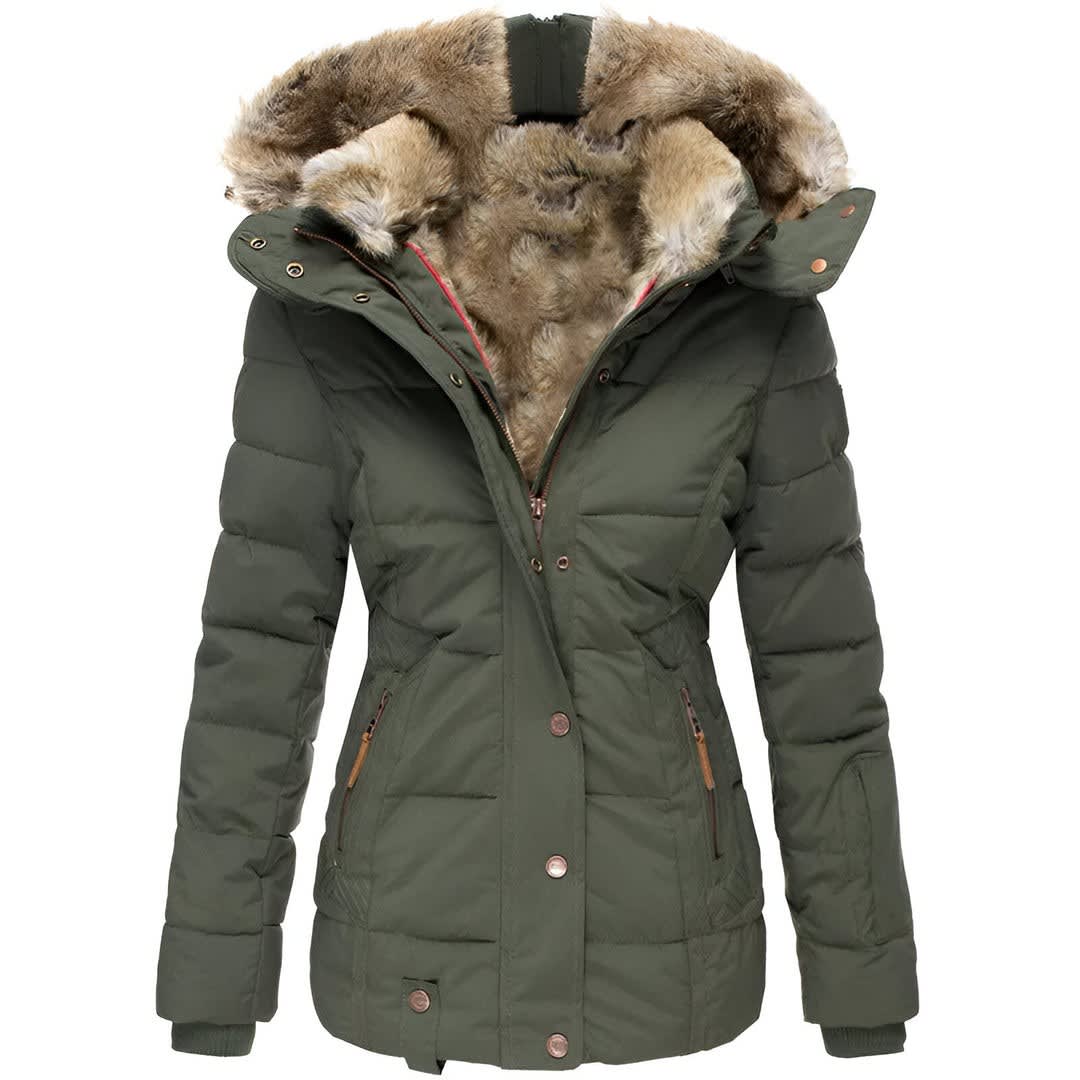 Women's Faux Fur Hooded Puffer Jacket | Cotesbach_3