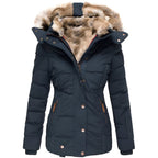 Women's Faux Fur Hooded Puffer Jacket | Cotesbach_4