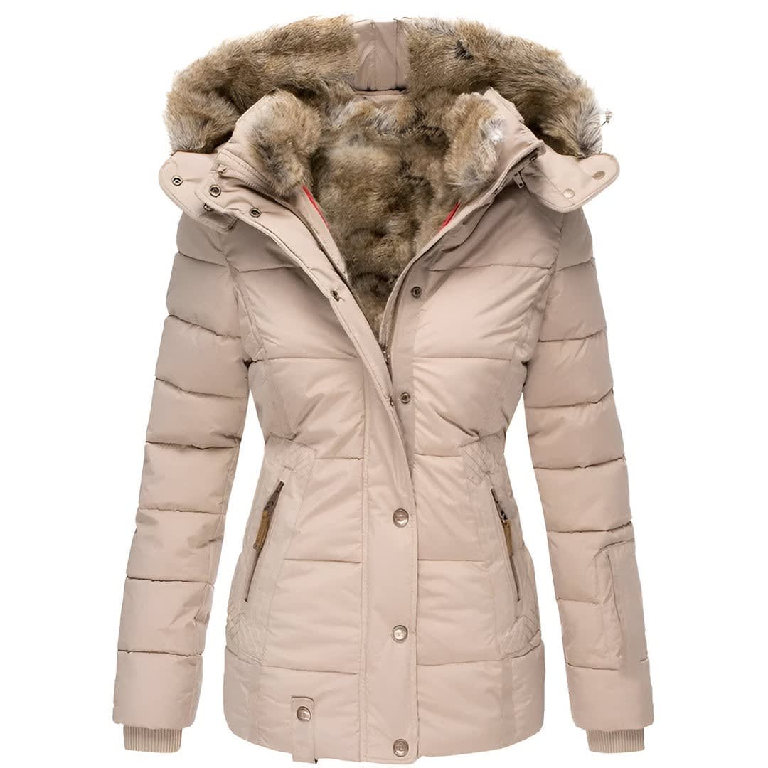 Women's Faux Fur Hooded Puffer Jacket | Cotesbach_5