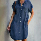 Women's Denim Button Front Shirt Dress | Sanditon_2