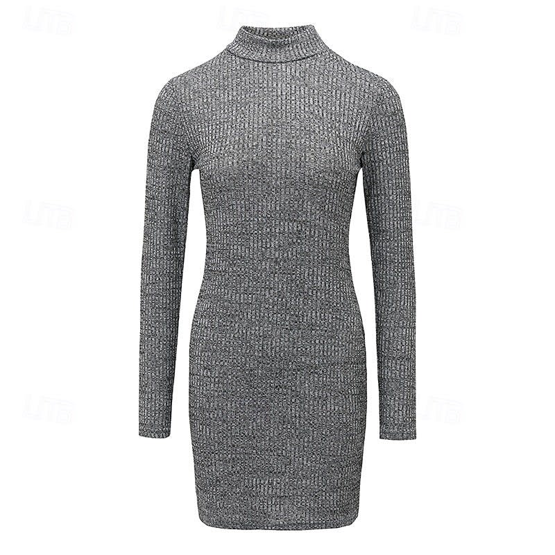 Women's Ribbed Turtleneck Sweater Dress | Georgiana_2