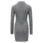 Women's Ribbed Turtleneck Sweater Dress | Georgiana_3