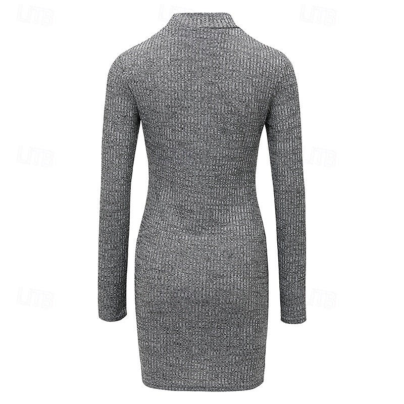 Women's Ribbed Turtleneck Sweater Dress | Georgiana_3