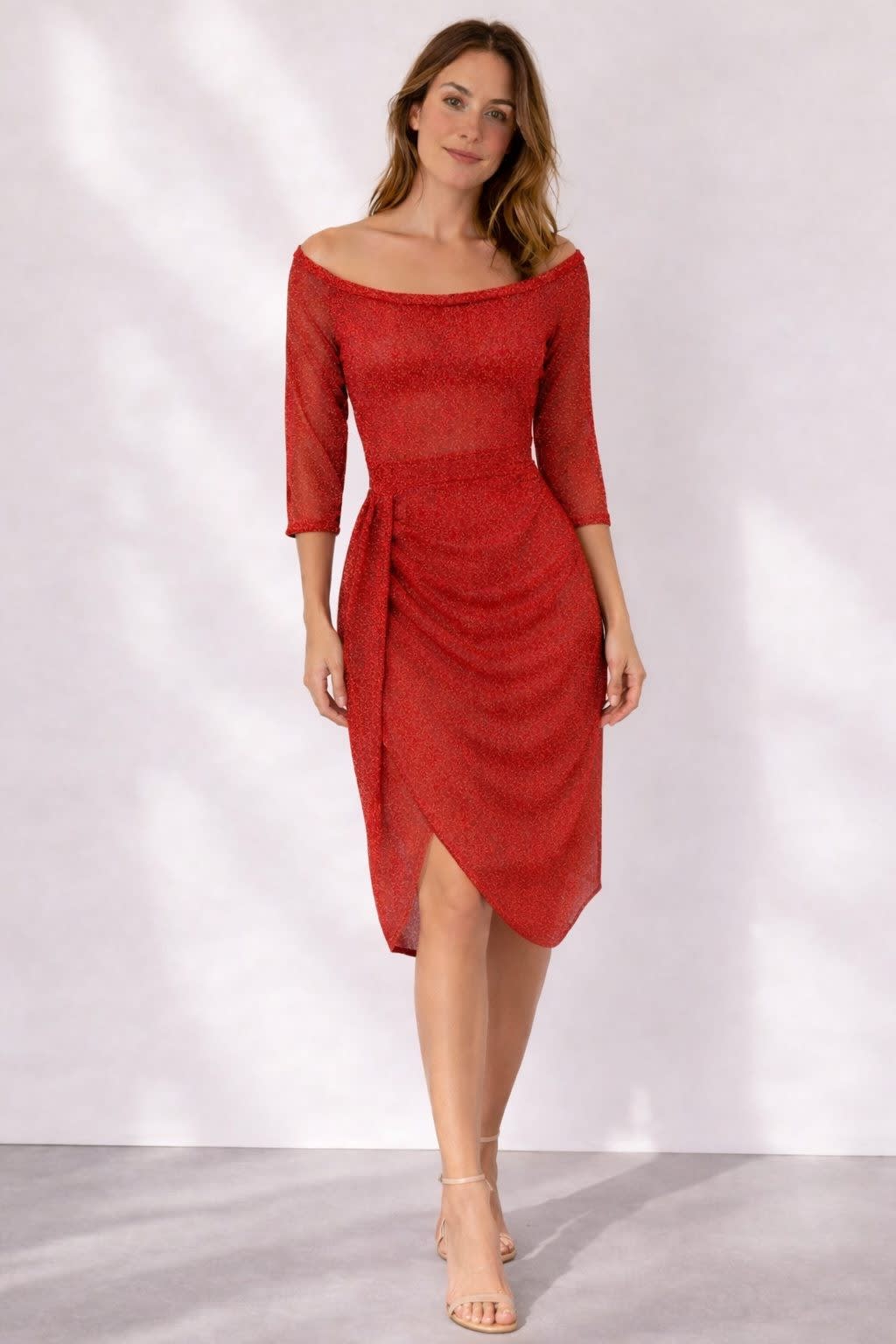 Women's Off Shoulder Wrap Midi Dress | Faye_5