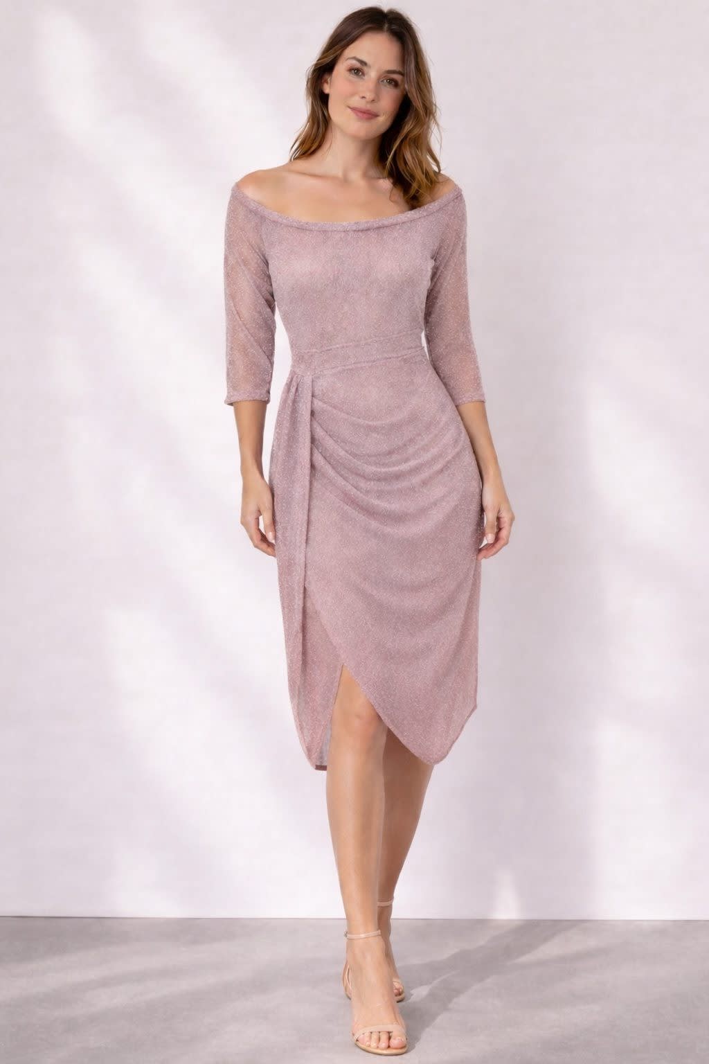 Women's Off Shoulder Wrap Midi Dress | Faye_8
