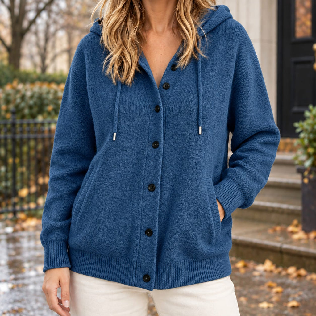 Women's Hooded Button Front Knit Cardigan | Wren_3