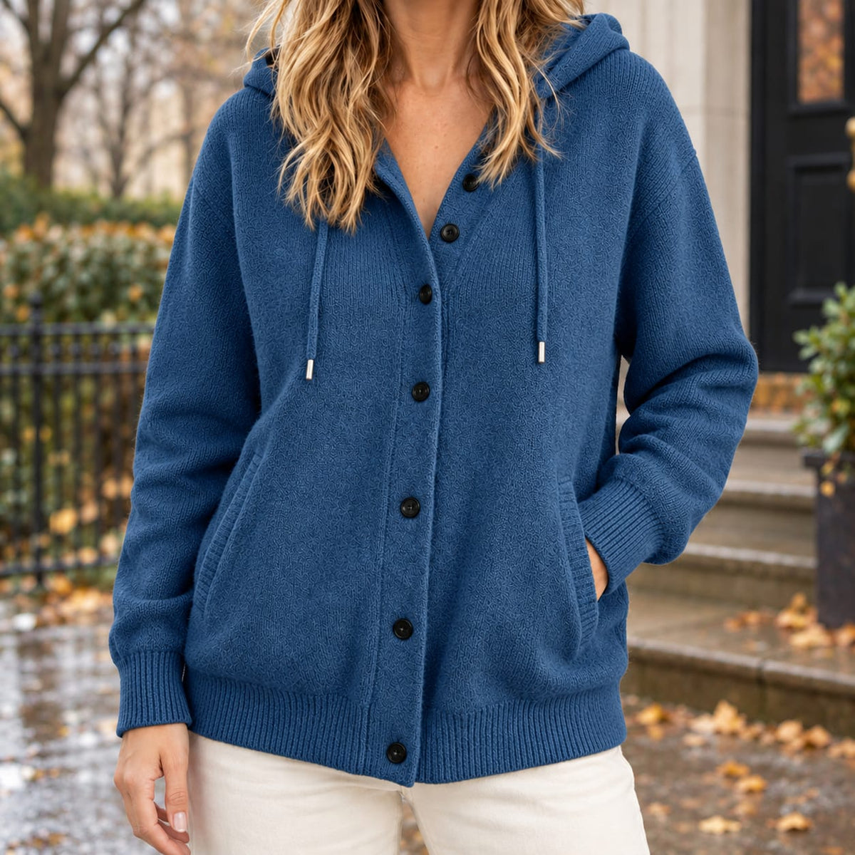 Women's Hooded Button Front Knit Cardigan | Wren_3