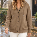 Women's Hooded Button Front Knit Cardigan | Wren_6