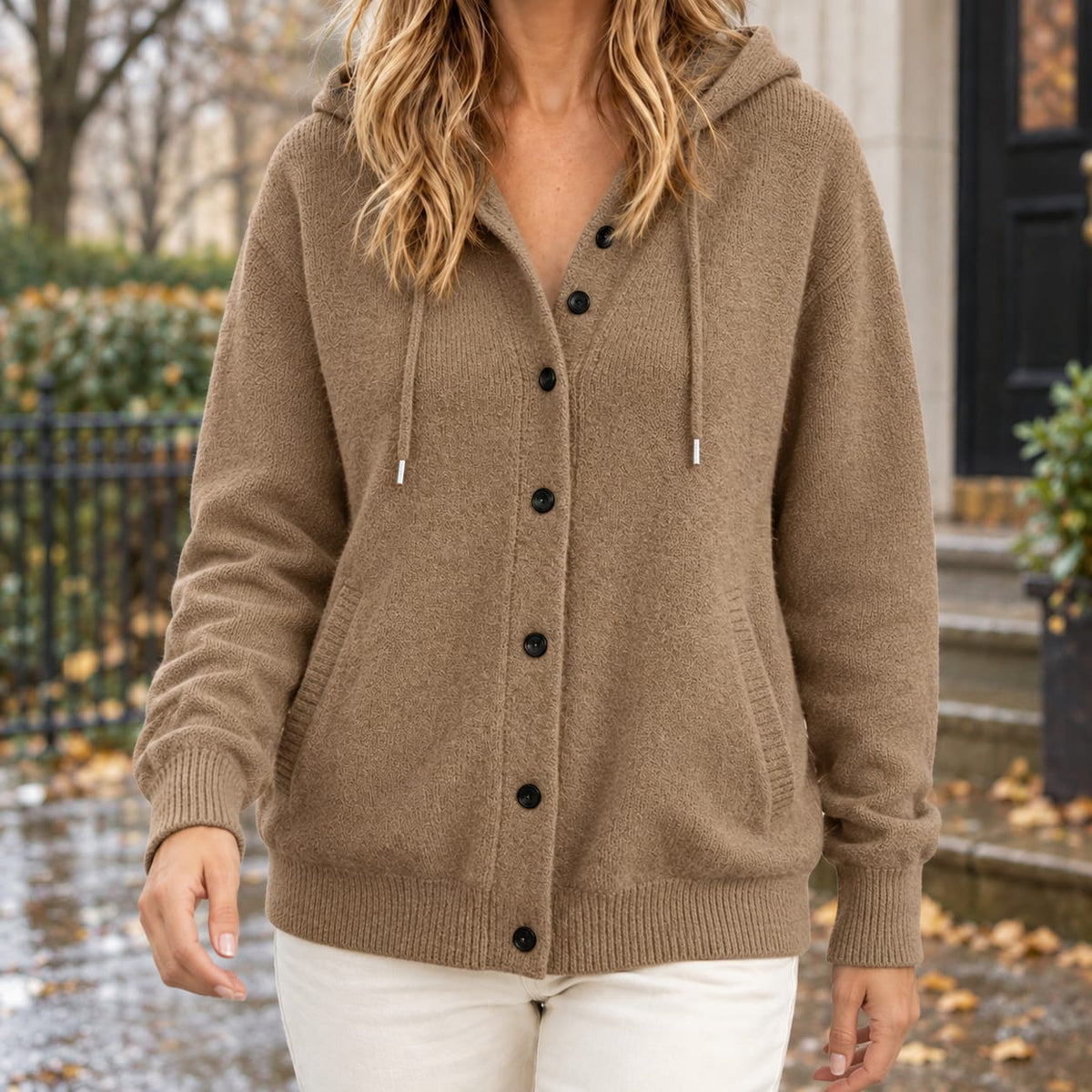 Women's Hooded Button Front Knit Cardigan | Wren_6