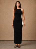 Women's Textured Sleeveless Maxi Dress | Delyth_1