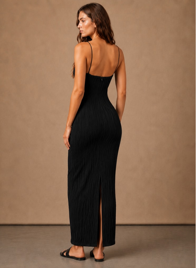 Women's Textured Sleeveless Maxi Dress | Delyth_2