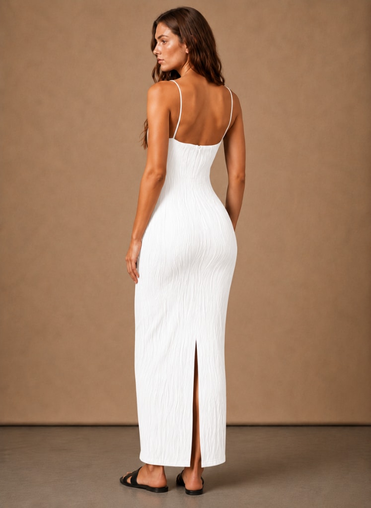 Women's Textured Sleeveless Maxi Dress | Delyth_5