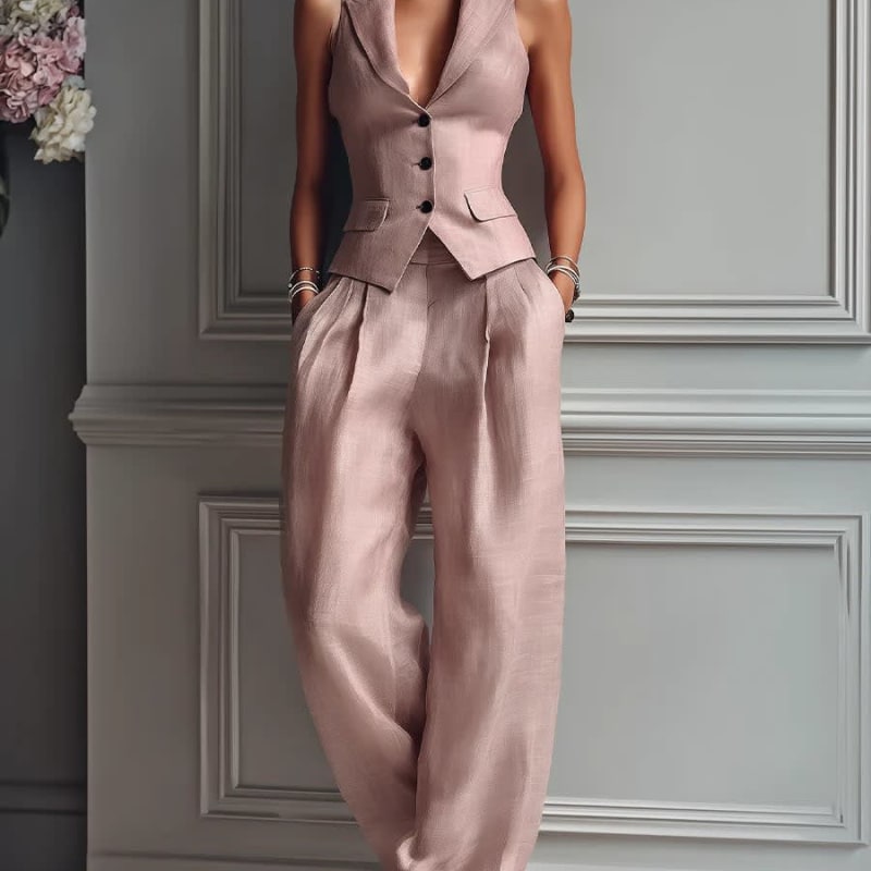 Women's Tailored Vest and Wide Leg Pant Set | Mereworth_1