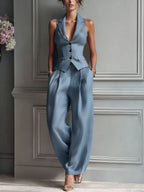 Women's Tailored Vest and Wide Leg Pant Set | Mereworth_2