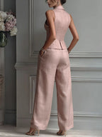 Women's Tailored Vest and Wide Leg Pant Set | Mereworth_4