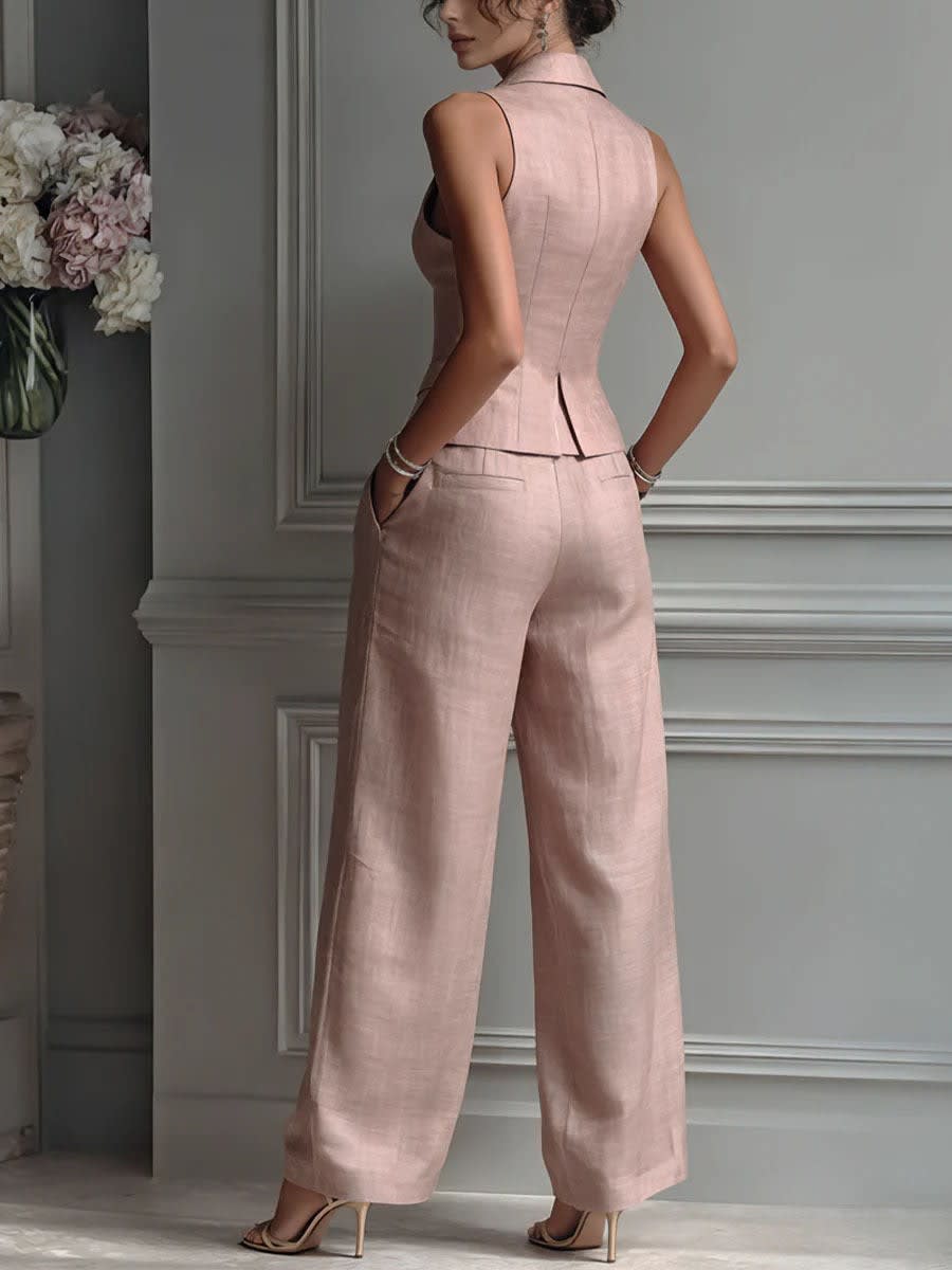 Women's Tailored Vest and Wide Leg Pant Set | Mereworth_4