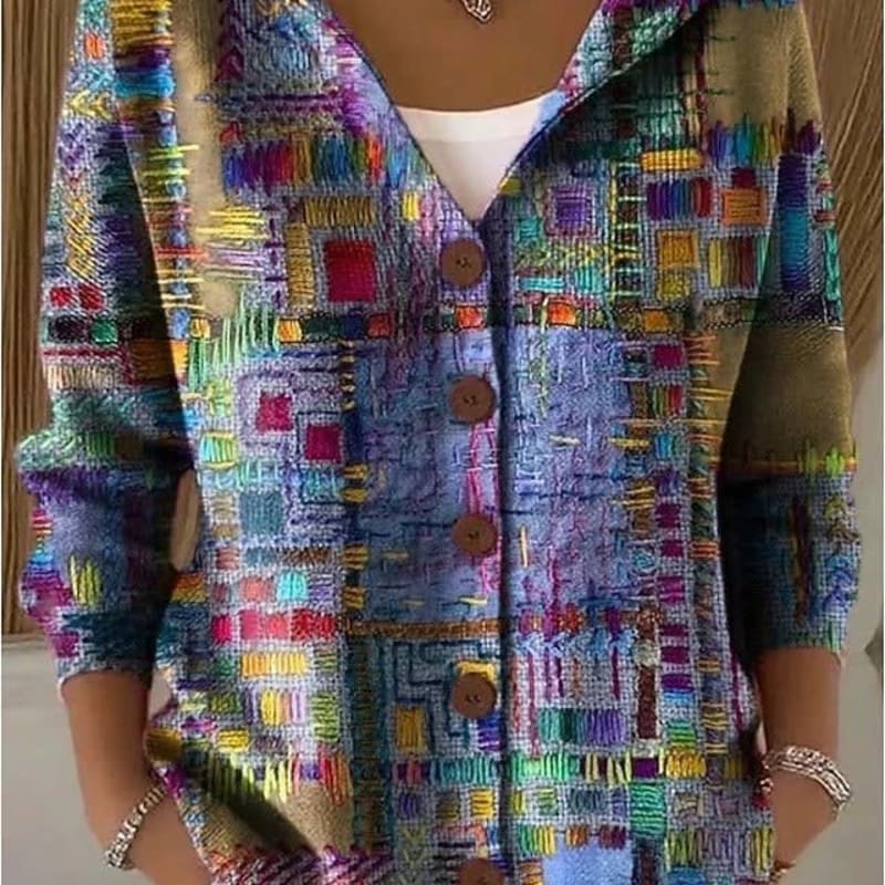 Women's Printed Hooded Cardigan | Marcella_1