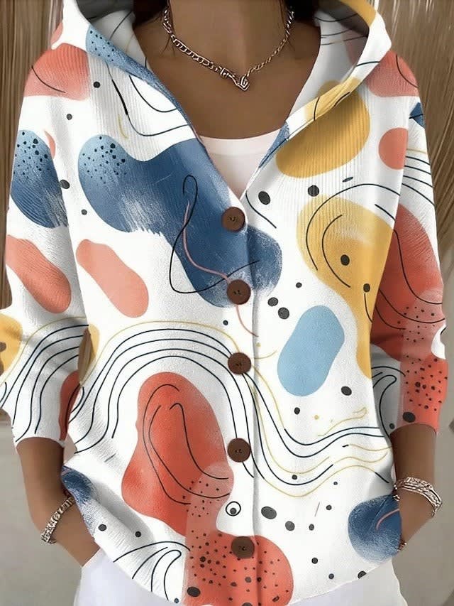 Women's Printed Hooded Cardigan | Marcella_3