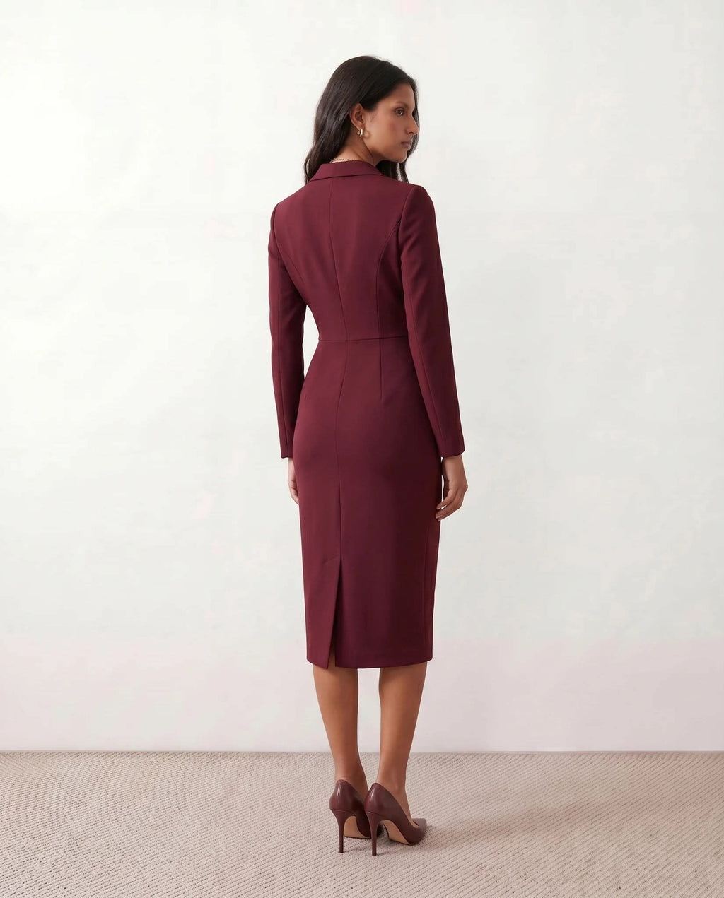 Women's Button Front Blazer Midi Dress | Odette_11