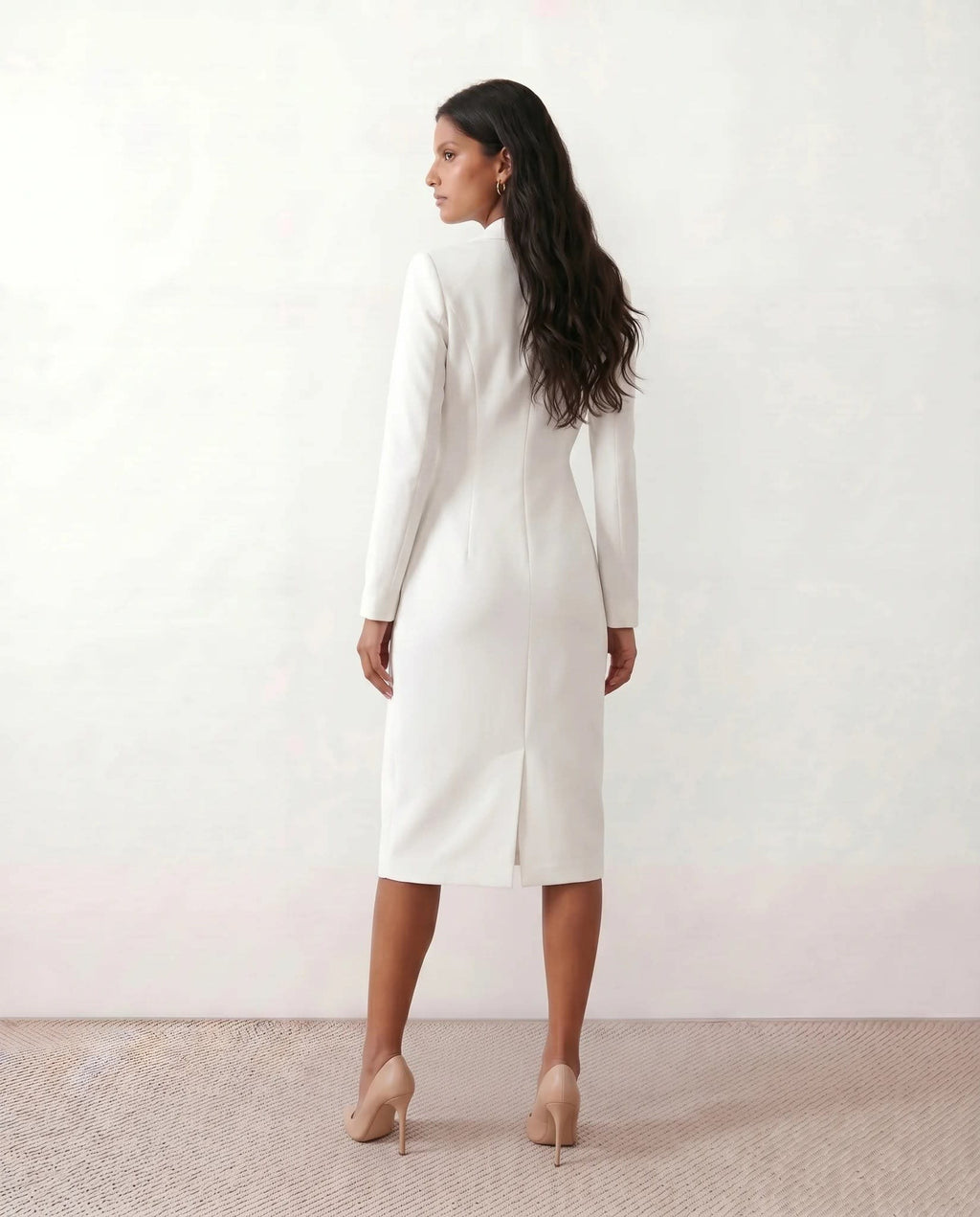 Women's Button Front Blazer Midi Dress | Odette_3