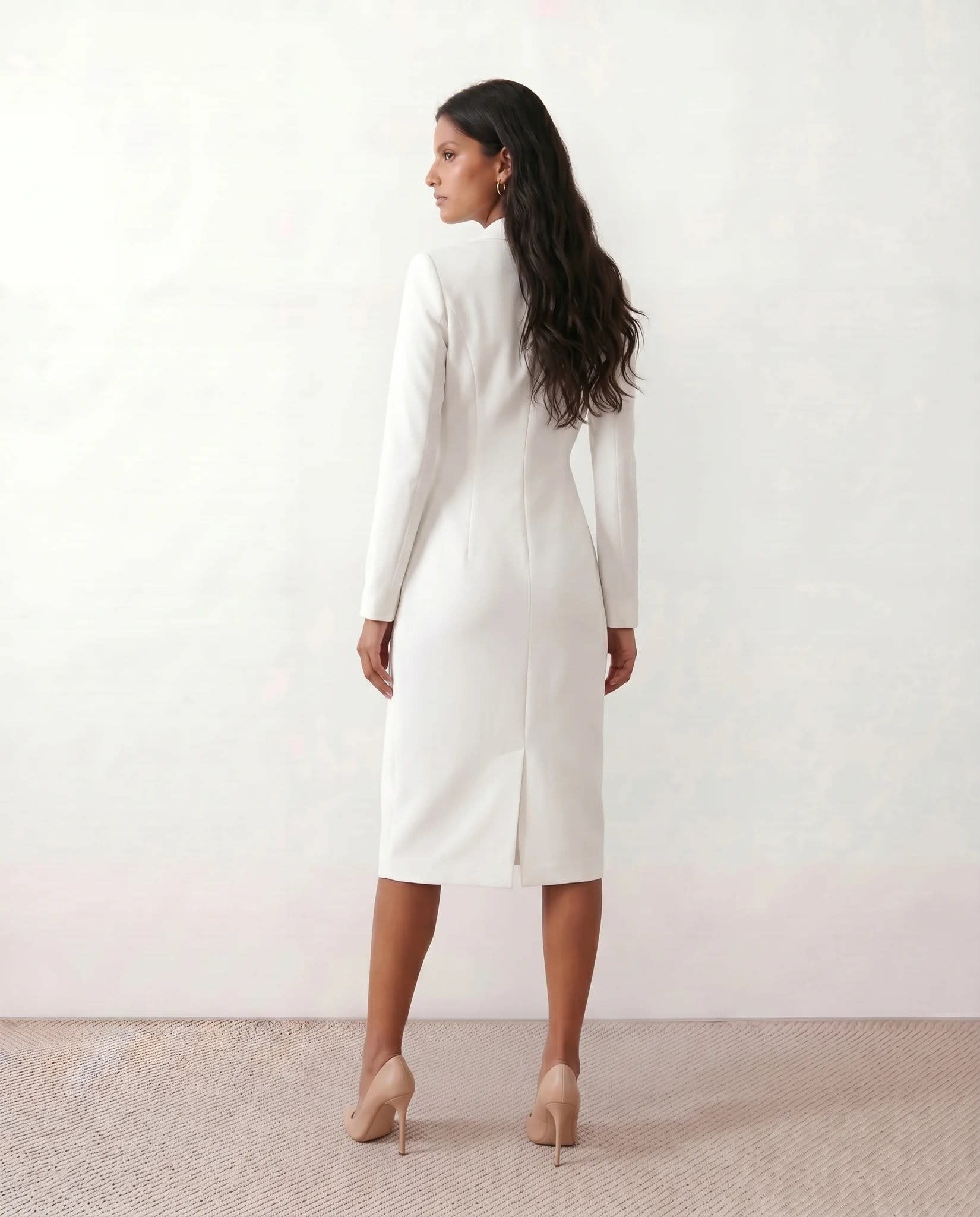 Women's Button Front Blazer Midi Dress | Odette_3