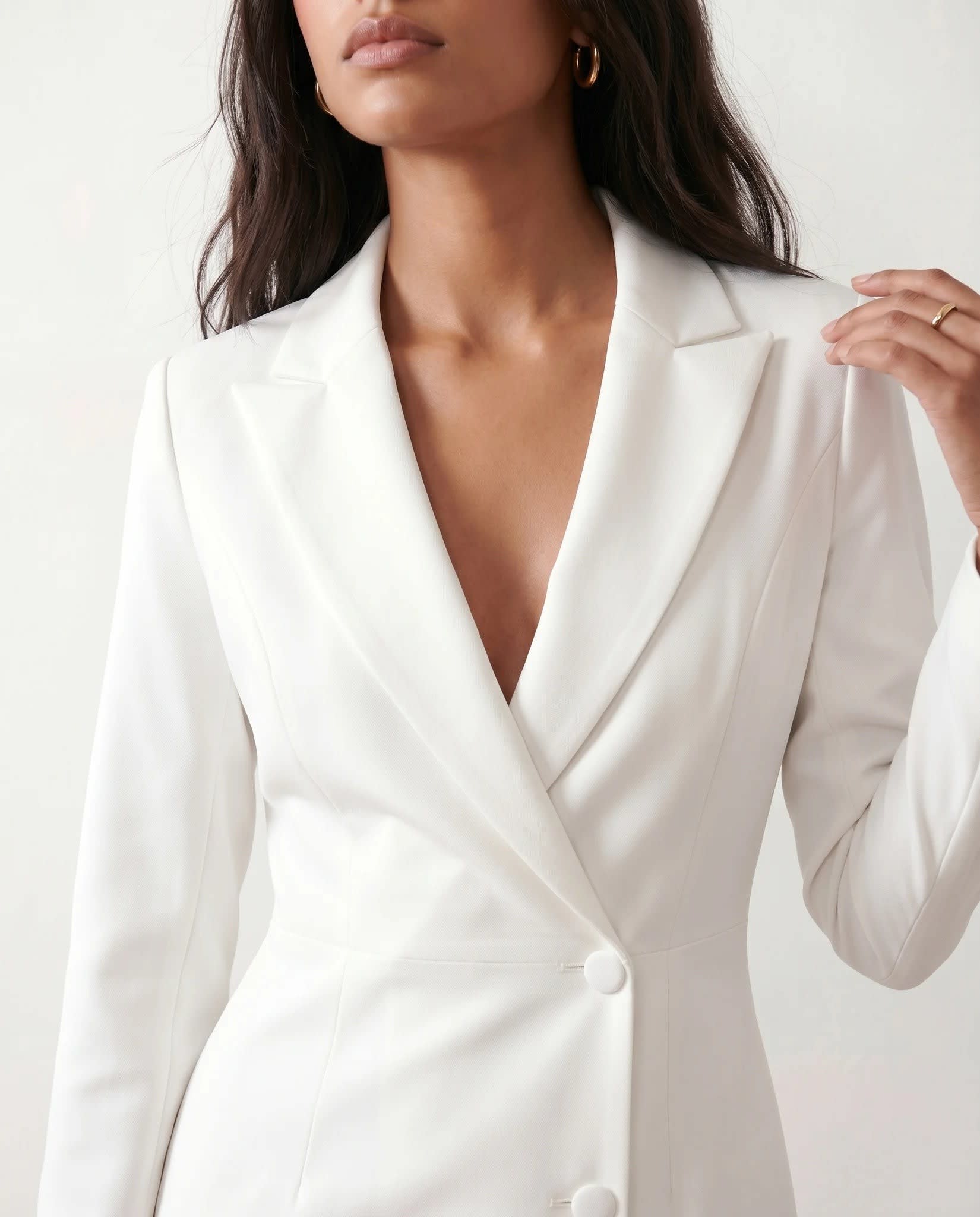 Women's Button Front Blazer Midi Dress | Odette_4