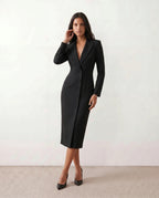Women's Button Front Blazer Midi Dress | Odette_5
