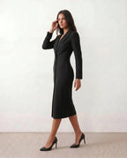 Women's Button Front Blazer Midi Dress | Odette_6
