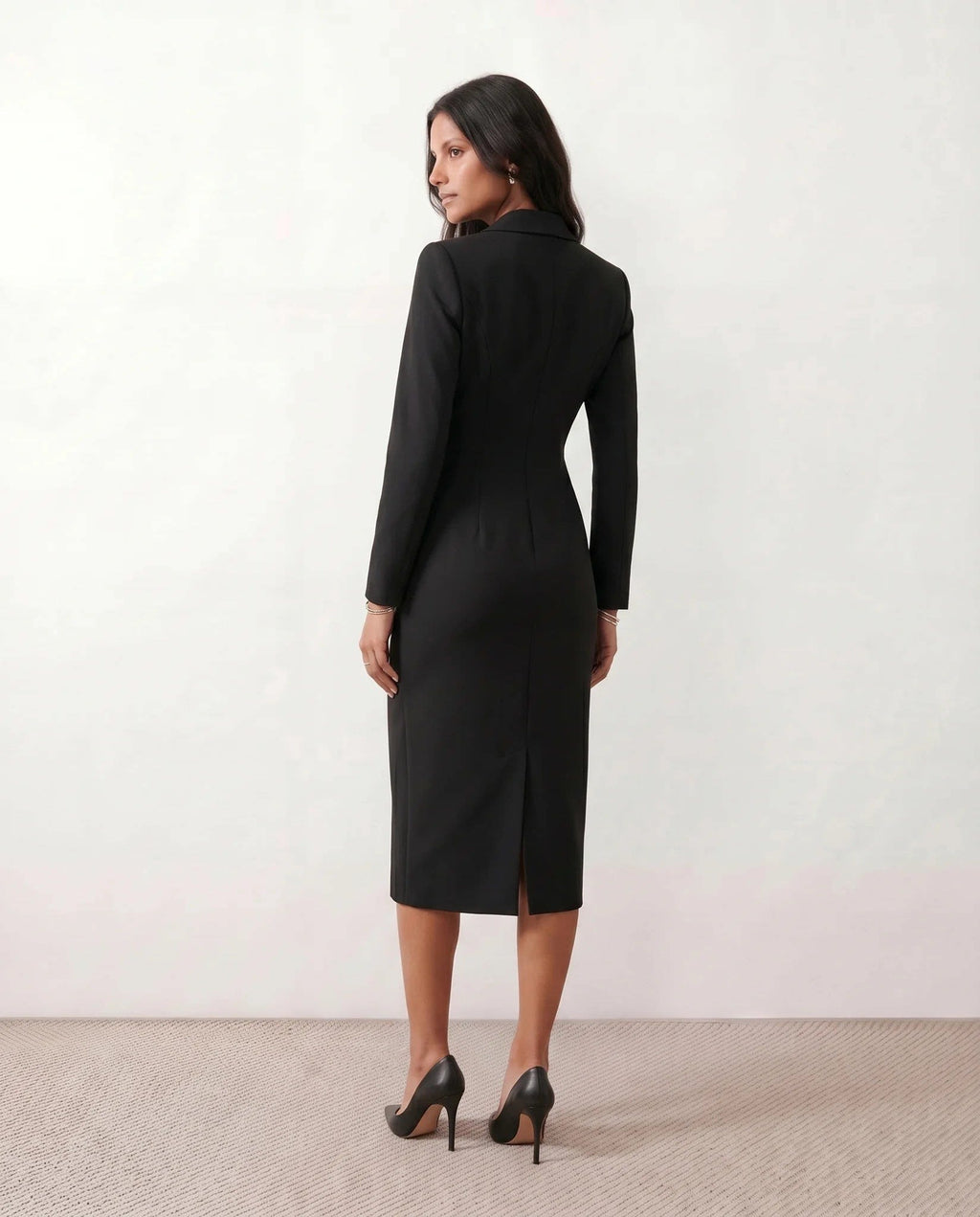 Women's Button Front Blazer Midi Dress | Odette_7