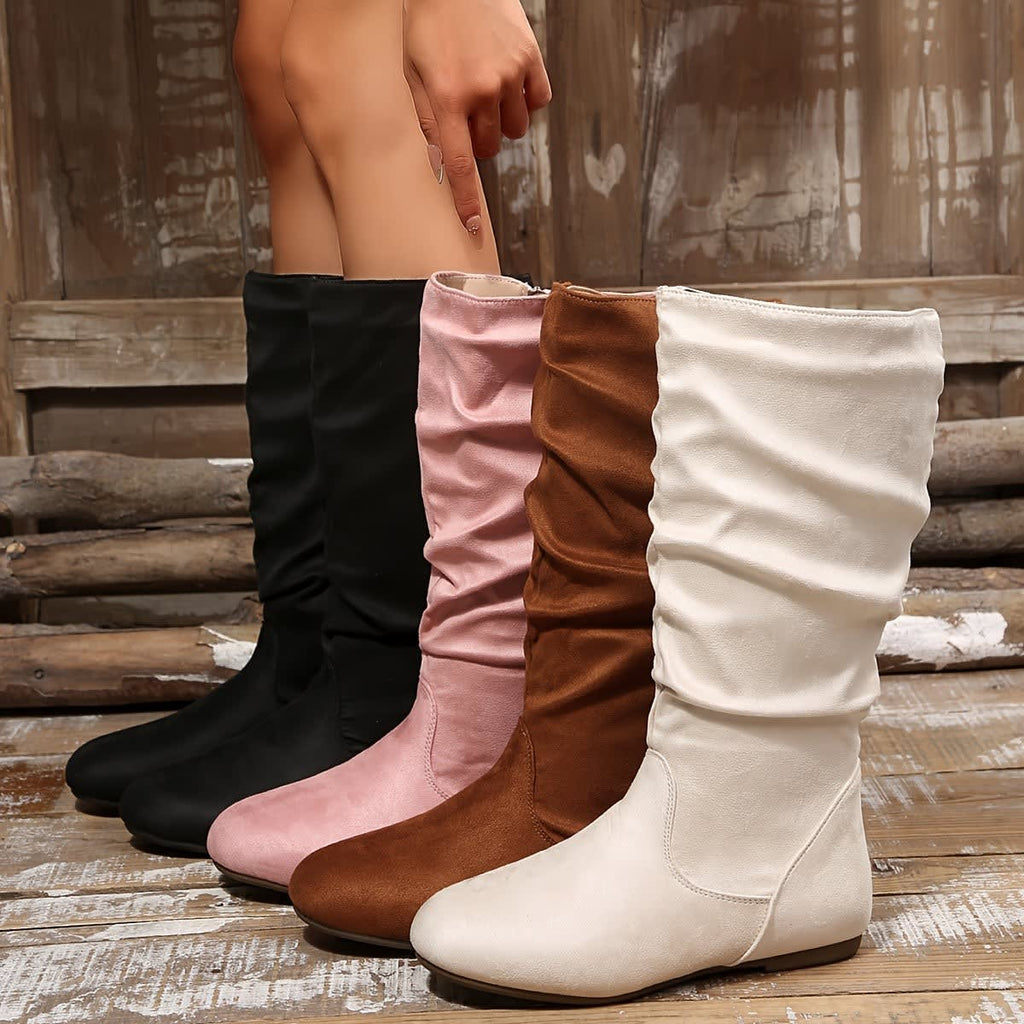 Women's Slouch Flat Mid Calf Boots | Adaline_11