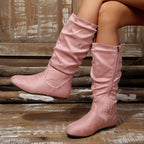 Women's Slouch Flat Mid Calf Boots | Adaline_6