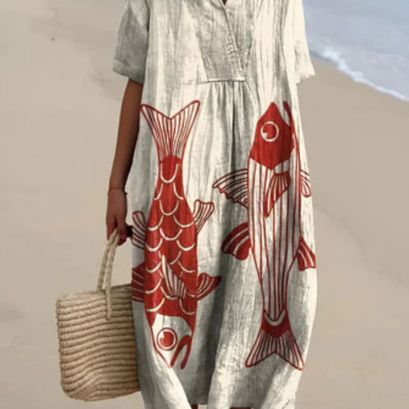 Women's Relaxed Fit Printed Midi Dress | Genevra_1