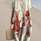 Women's Relaxed Fit Printed Midi Dress | Genevra_1