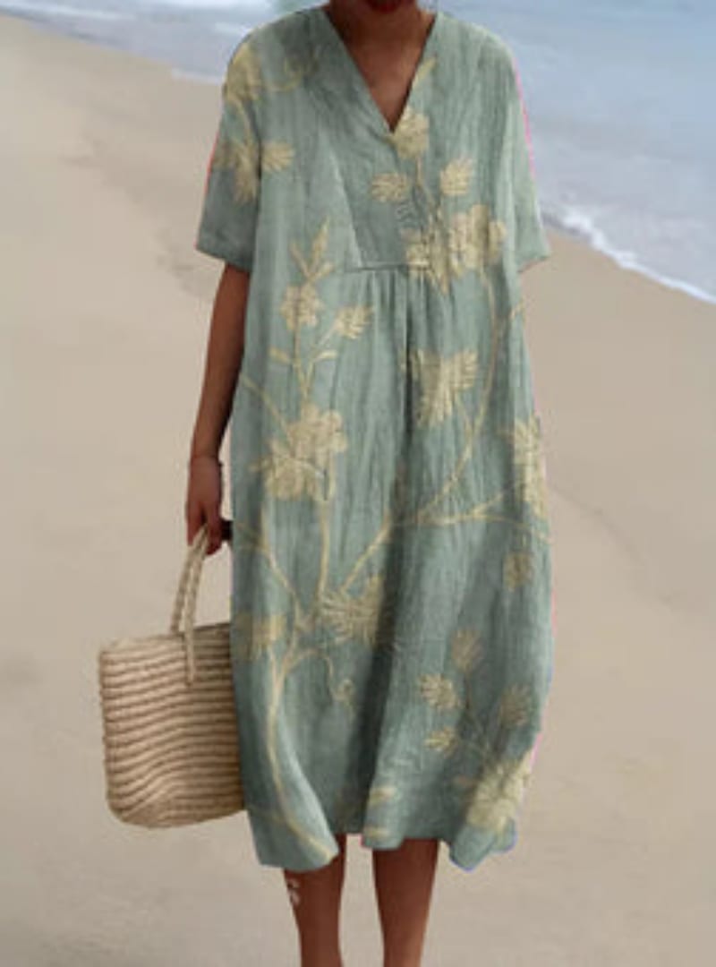 Women's Relaxed Fit Printed Midi Dress | Genevra_3