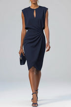 Women's Ruched Keyhole Midi Dress | Eugenie_2