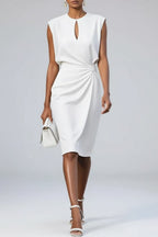 Women's Ruched Keyhole Midi Dress | Eugenie_3