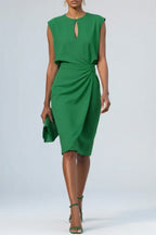 Women's Ruched Keyhole Midi Dress | Eugenie_5