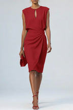Women's Ruched Keyhole Midi Dress | Eugenie_6