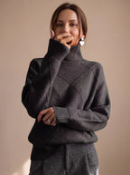 Women's Geometric Knit Turtleneck Sweater | Winstanley_11