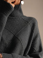 Women's Geometric Knit Turtleneck Sweater | Winstanley_12